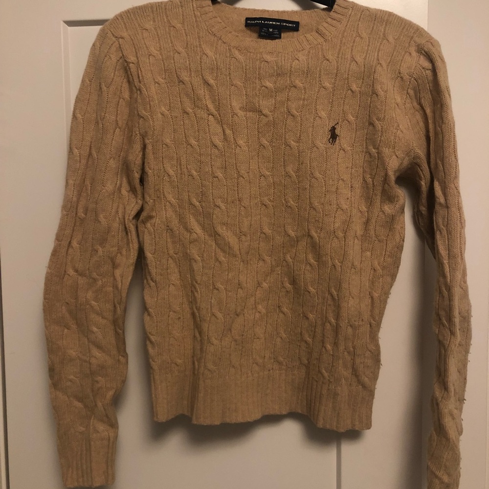 Ralph Lauren Sport Tan Lambs Wool M Sweater